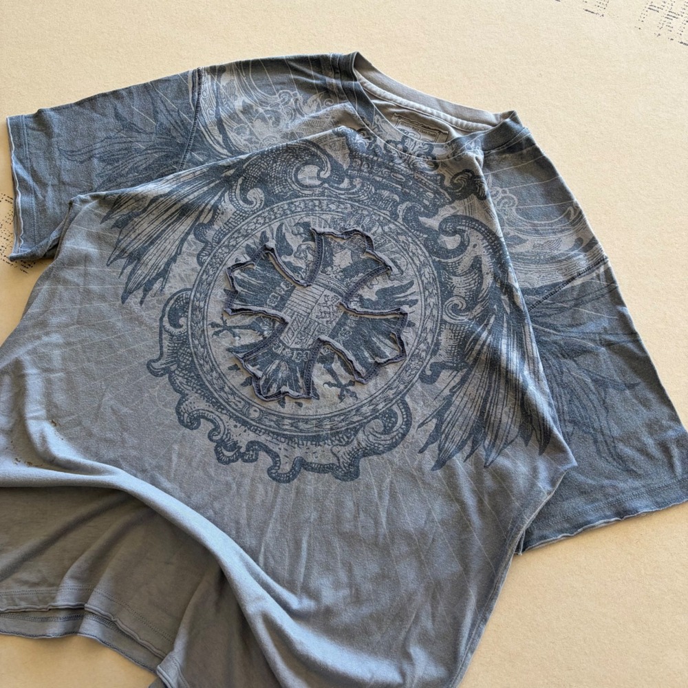 Y2K Grunge Affliction Style Cross Tee
